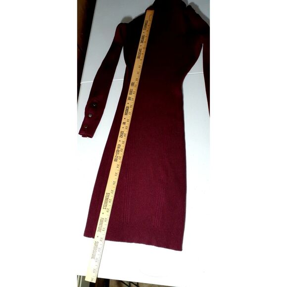 Almost Famous  Pencil Dress Women's Size S Burgundy Long Sleeve  # 90 - Picture 4 of 7